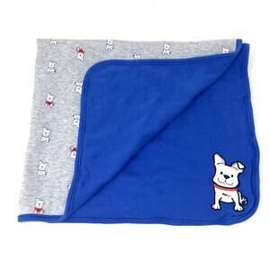 Carter's Just One You Puppy Dog Blanket‎ Blue Gray Reversible Receiving Crib